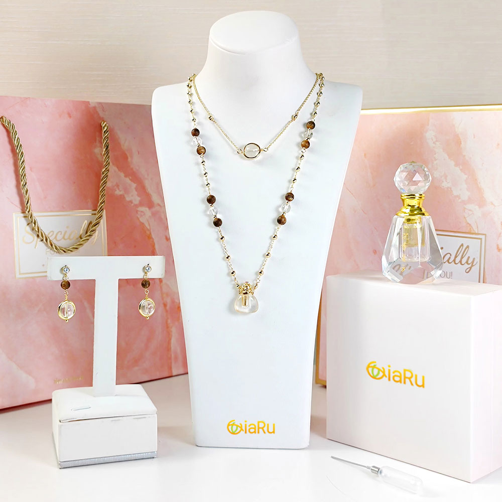 Golden * holy white crystal chain set for women's luxury